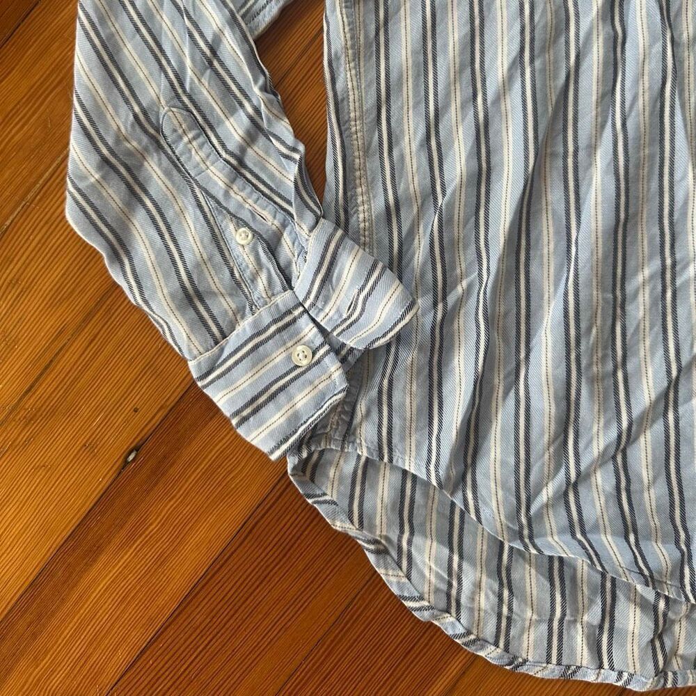 Frank & Eileen 100% Modal Eileen Button Up in White/Blue Stripe Size XS - Picture 4 of 5